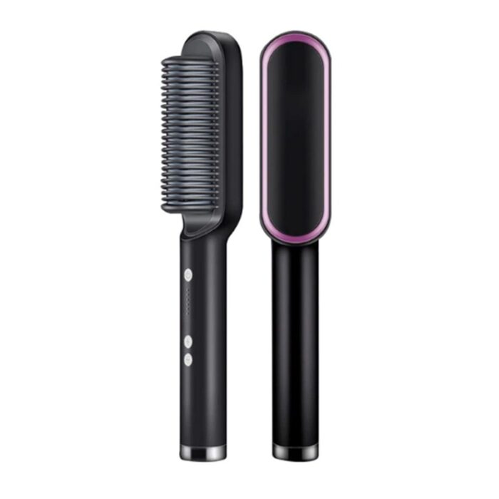 2 In 1 Ionic Straightening Brush With 3 Heat Levels Fast Ceramic Heating Anti-Scald Comb - Image 6