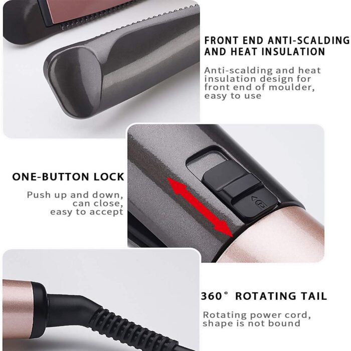 2 In 1 Hair Straightener And Curler Iron Tourmaline Ceramic Twisted Flat Iron With LCD Display - Image 5