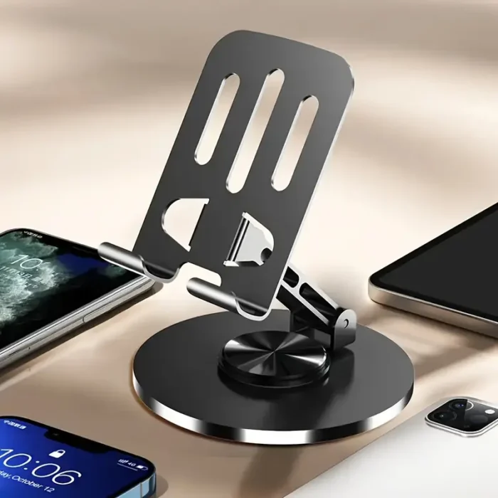 Mobile Stand – Mobile Phone Holder Broadcast Mobile Phone Holder 360 Degree Rotation Adjustment Folding Lazy Tablet Desktop Mobile Phone Holder – Stainless Steel – Random Color - Image 1