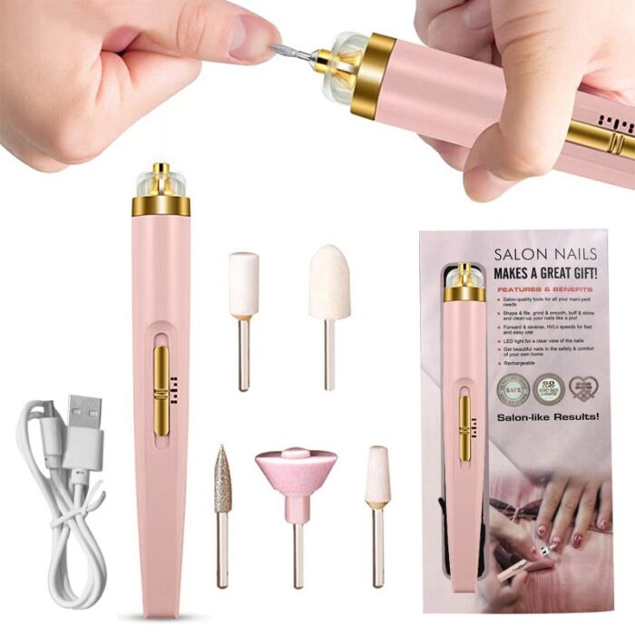 5 In 1 Electric Nail Set Manicure Machine Nail Drill File Grinder Grooming Kit Polisher Remover - Image 1