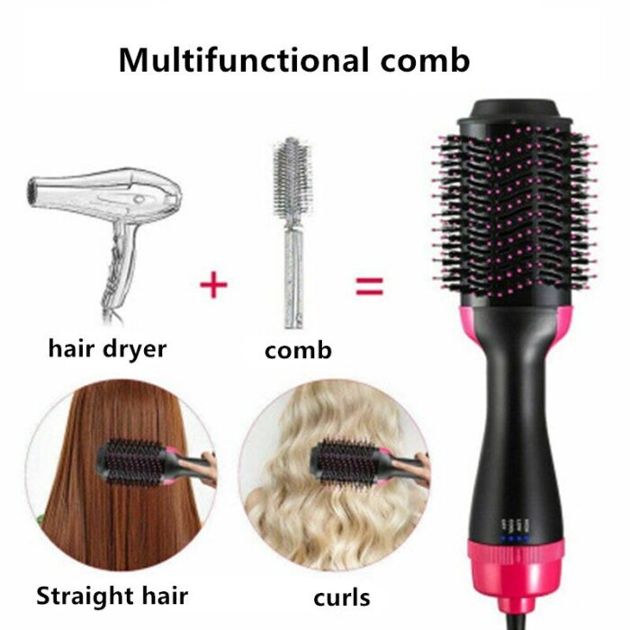 2 In 1 One Step Hair Dryer And Volumizer Warm Air Fast Styling Straightener & Curls Styler - Image 2