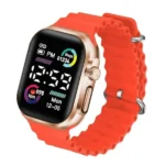 Salicon Digital Display Strap Watch – Available In Orange & Gray Stylish Casual Watch With Box (non-waterproof) - Image 2