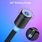 3-in-1 Magnetic Fast Charging Cable | Micro Usb, Type-c & Iphone | 360° Rotation | Led | 3a | Nylon Braided | Magnetic Charging Cables For Android & Ios | Charging Cable For Mobile Phone ( Random Color ) - Image 4