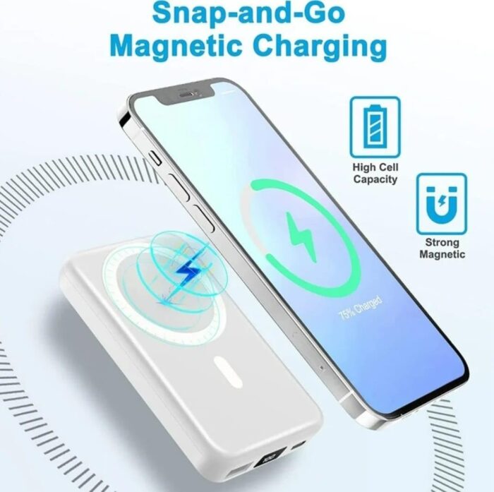 Magsafe Compatible 10,000mah Magnetic Wireless Power Bank – Compact Fast Charging Battery Pack(with Box) - Image 1