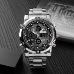 Skemie 1389 Men’s Digital Analog Watch Waterproof Digital Chronograph Led Multi-time Business Watch Stainless Steel (without Box) - Image 5