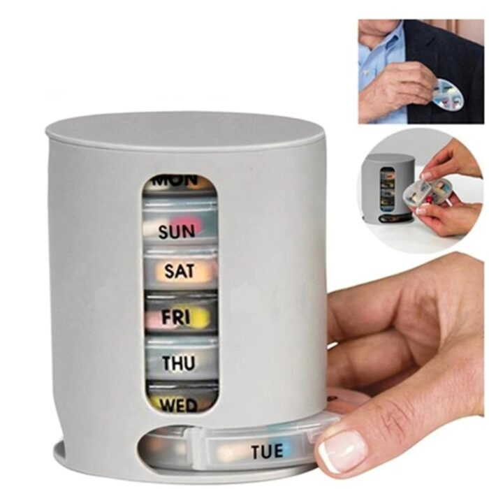 Pro Pill Box 7 Days Medicine Container Round Case Dispenser - Image 2