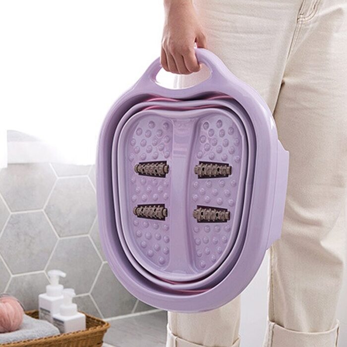 Portable Folding Travel Foot Wash Basin Feet Spa Bubbling Massage Wheel Bath-Tub - Image 1