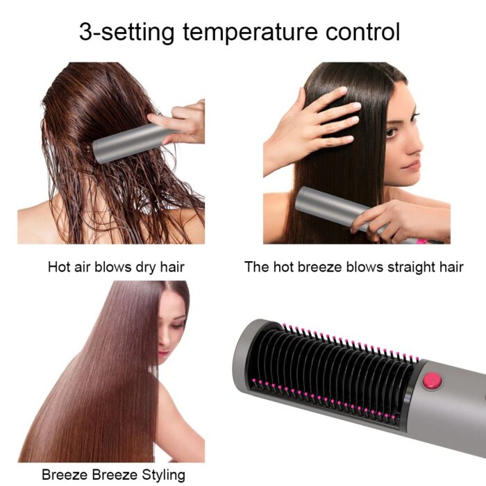 3 In 1 Hair Straightener With Blow Dryer Fast Drying PTC Ceramic Coating Negative Ion Brush For Hair Styling - Image 2