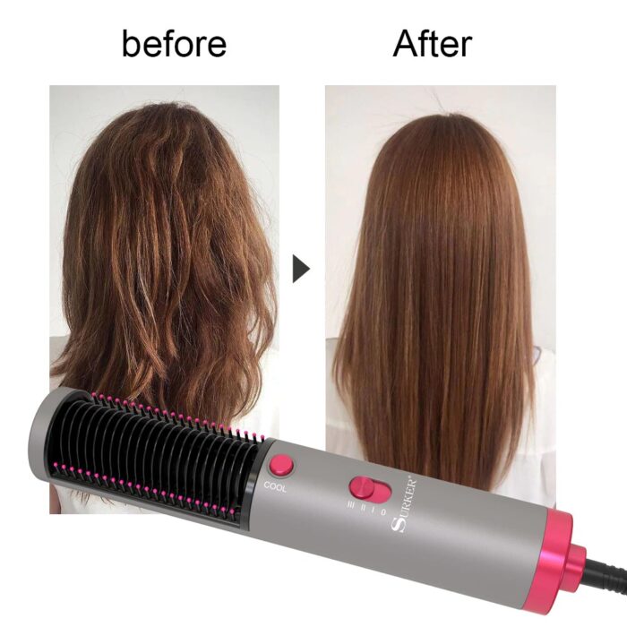 3 In 1 Hair Straightener With Blow Dryer Fast Drying PTC Ceramic Coating Negative Ion Brush For Hair Styling - Image 4