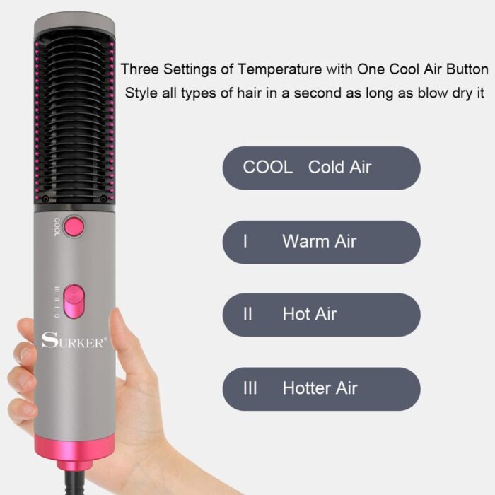 3 In 1 Hair Straightener With Blow Dryer Fast Drying PTC Ceramic Coating Negative Ion Brush For Hair Styling - Image 5