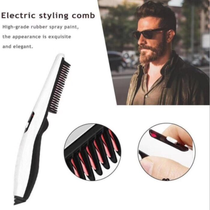 Multifunctional Hair Comb Brush Quick Beard Straightener Curler For Men Hair Styling Tool - Image 2